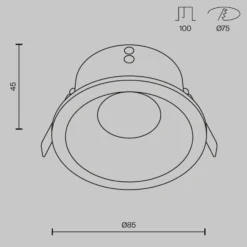 Lámpara de techo empotrable Maytoni Zoom, negra, Ø 8,5 cm aluminio IP65