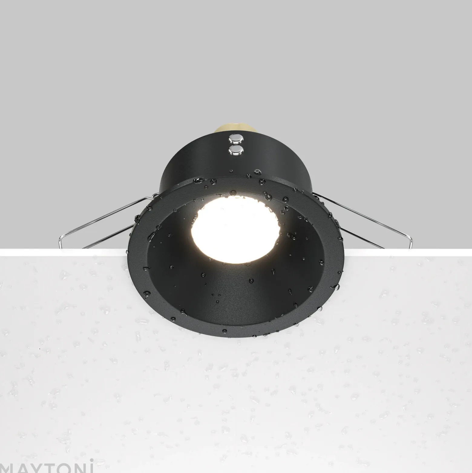Lámpara de techo empotrable Maytoni Zoom, negra, Ø 8,5 cm aluminio IP65