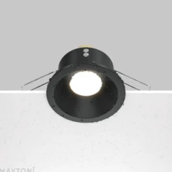 Lámpara de techo empotrable Maytoni Zoom, negra, Ø 8,5 cm aluminio IP65