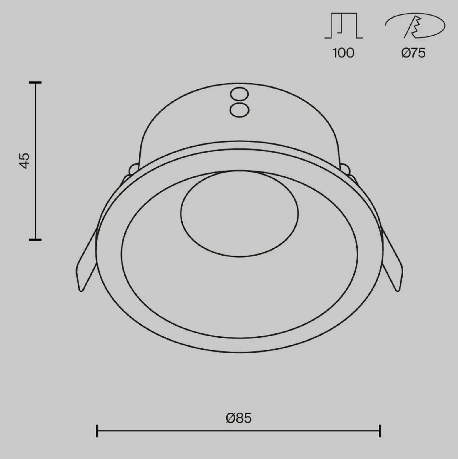 Lámpara de techo empotrable Maytoni Zoom, negra, Ø 8,5 cm aluminio IP65