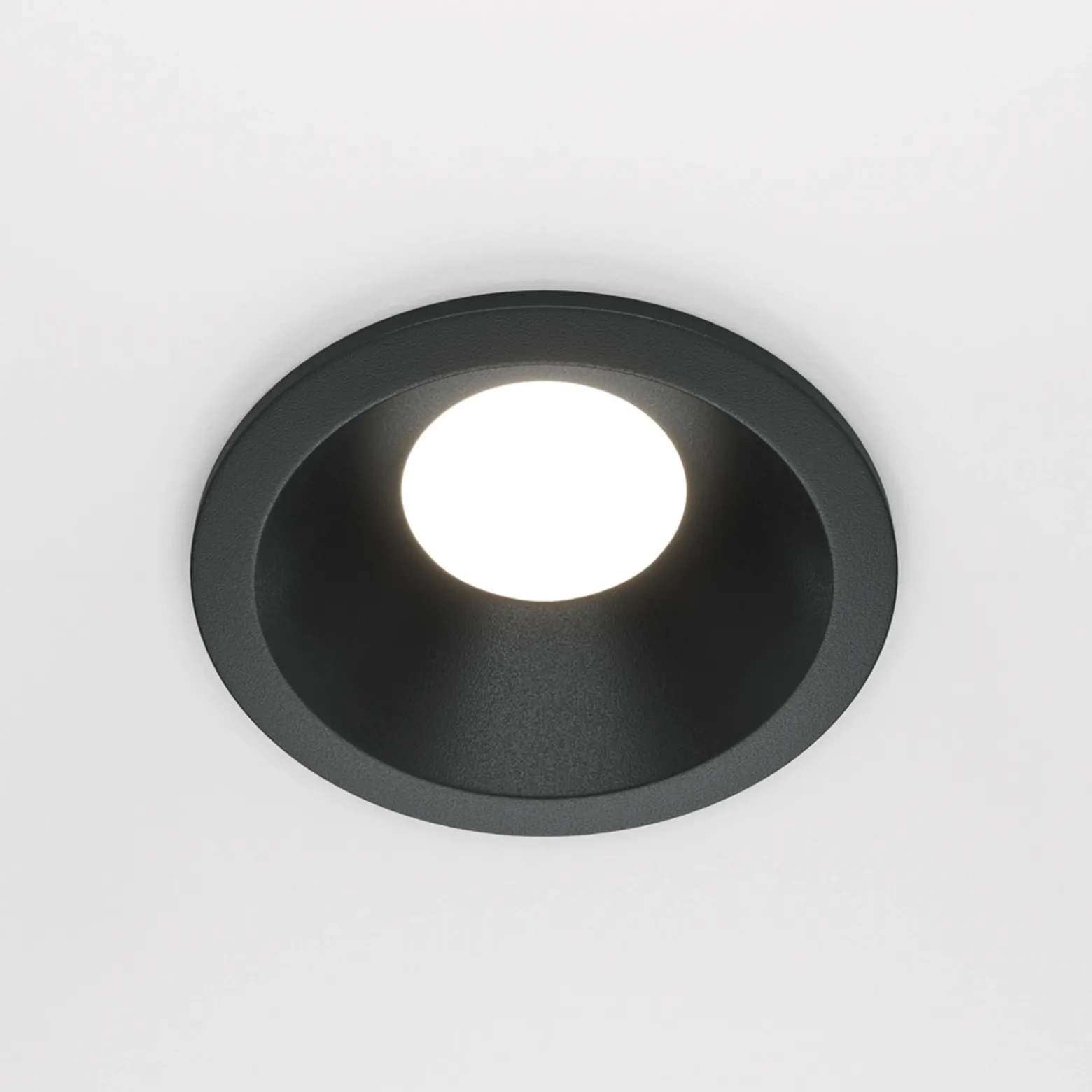 Lámpara de techo empotrable Maytoni Zoom, negra, Ø 8,5 cm aluminio IP65