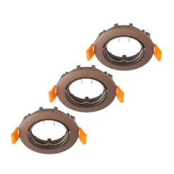 Lámpara de techo empotrable PRIOS Fibur, bronce, zinc, Ø 8,2 cm, juego de 3