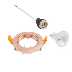Lámpara de techo empotrable Prios Fibur, cobre, aluminio, Ø 8,2 cm