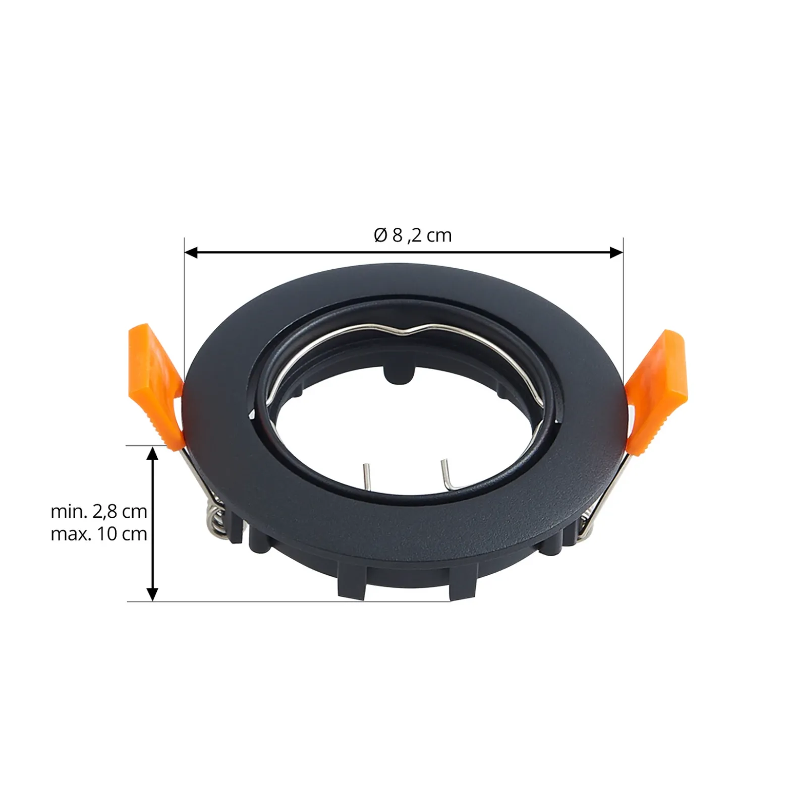 Lámpara de techo empotrable PRIOS Fibur, negro, zinc, Ø 8,2 cm, juego de 3