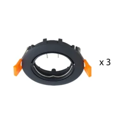 Lámpara de techo empotrable PRIOS Fibur, negro, zinc, Ø 8,2 cm, juego de 3