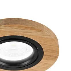 Lámpara de techo empotrable Tobby, Ø 10 cm, juego de 3, madera de roble GU10