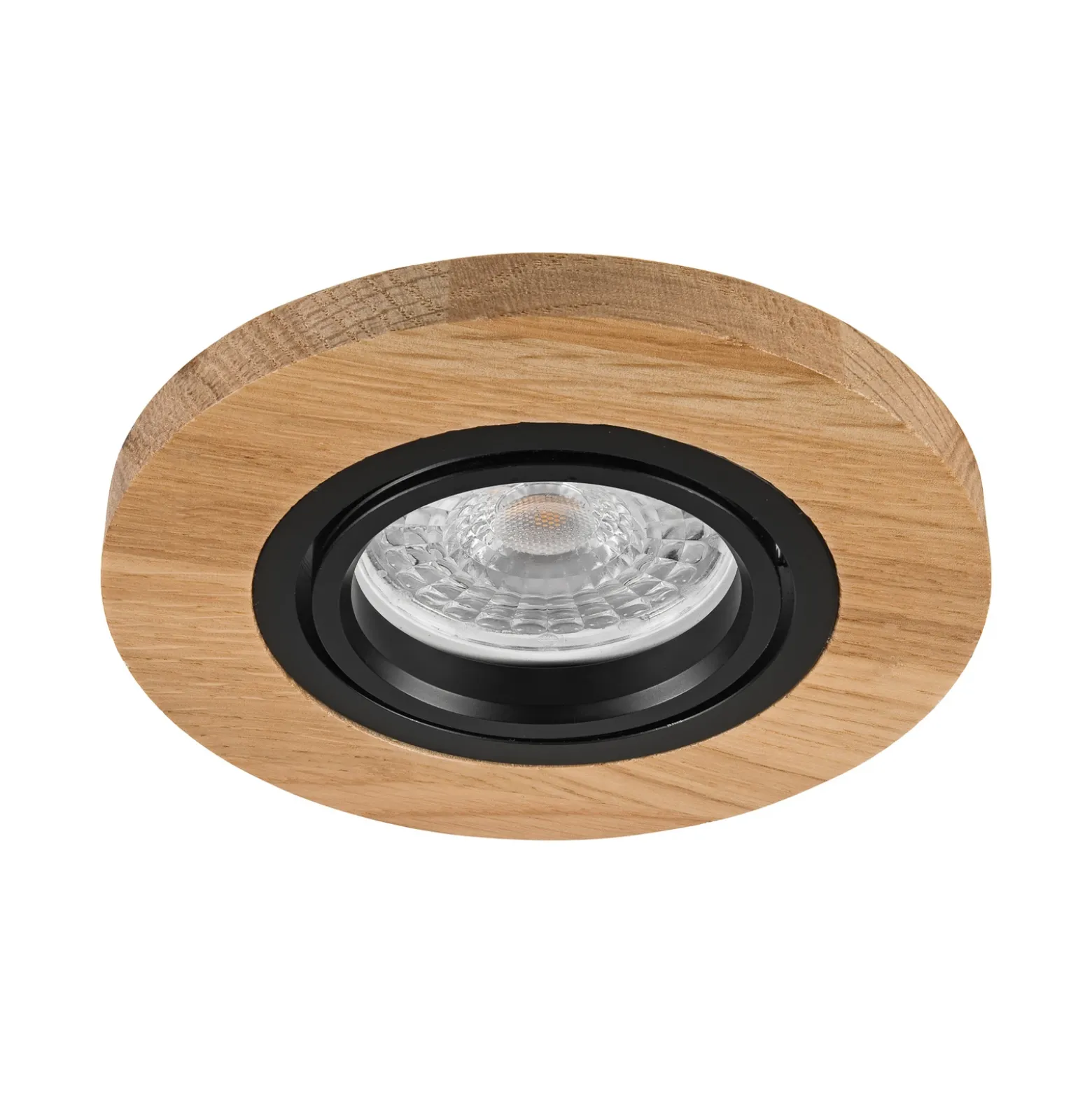 Lámpara de techo empotrable Tobby, Ø 10 cm, juego de 3, madera de roble GU10
