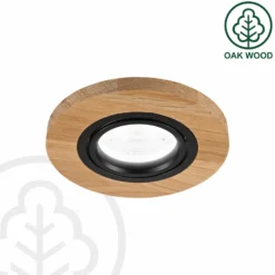 Lámpara de techo empotrable Tobby, Ø 10 cm, juego de 3, madera de roble GU10