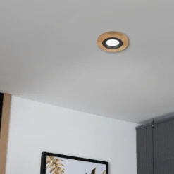 Lámpara de techo empotrable Tobby, Ø 11,5 cm, madera de roble, GU10