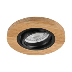 Lámpara de techo empotrable Tobby, Ø 11,5 cm, madera de roble, GU10