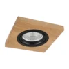 Lámpara de techo empotrable Tobby, 10 x 10 cm, madera de roble, GU10