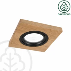 Lámpara de techo empotrable Tobby, 10 x 10 cm, madera de roble, GU10