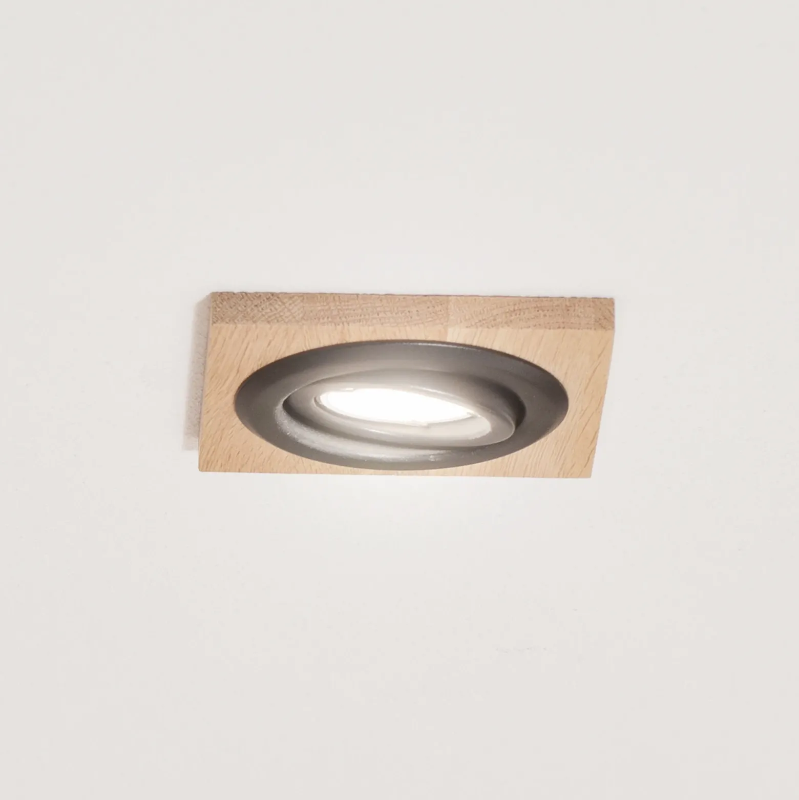 Lámpara de techo empotrable Tobby, 10 x 10 cm, madera de roble, GU10