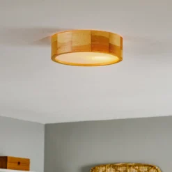 Lámpara de techo Envostar Kerio, Ø 27 cm, pino natural