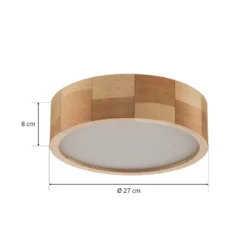 Lámpara de techo Envostar Kerio, Ø 27 cm, pino natural