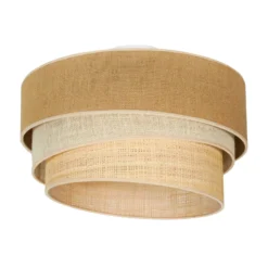 Lámpara de techo Euluna Trio de yute, marrón natural/blanco/rafia Ø 45 cm