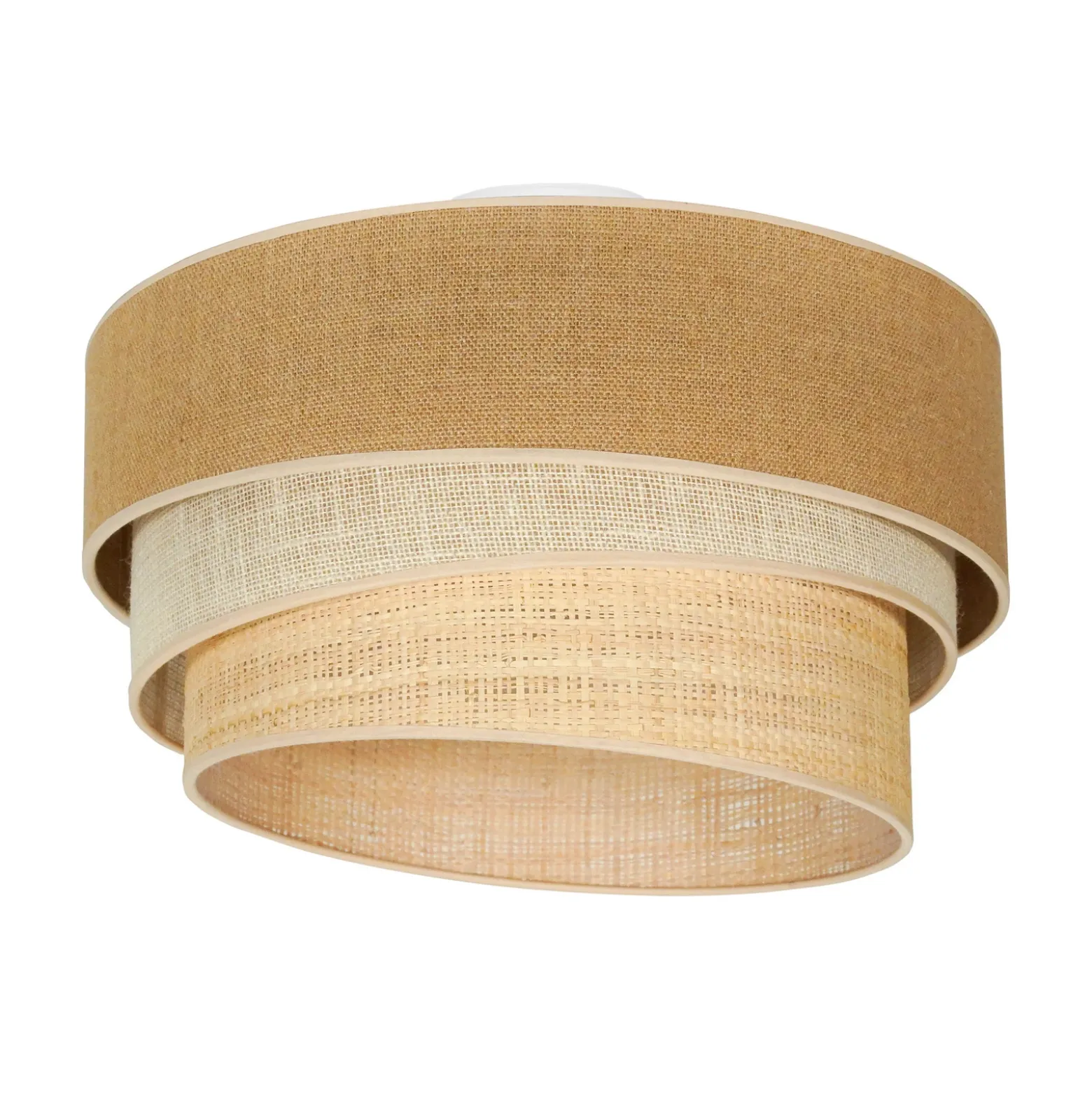 Lámpara de techo Euluna Trio de yute, marrón natural/blanco/rafia Ø 45 cm