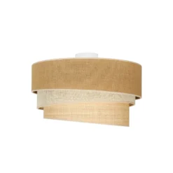 Lámpara de techo Euluna Trio de yute, marrón natural/blanco/rafia Ø 45 cm