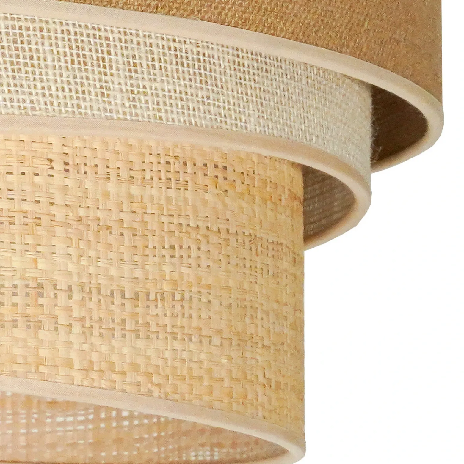 Lámpara de techo Euluna Trio de yute, marrón natural/blanco/rafia Ø 45 cm