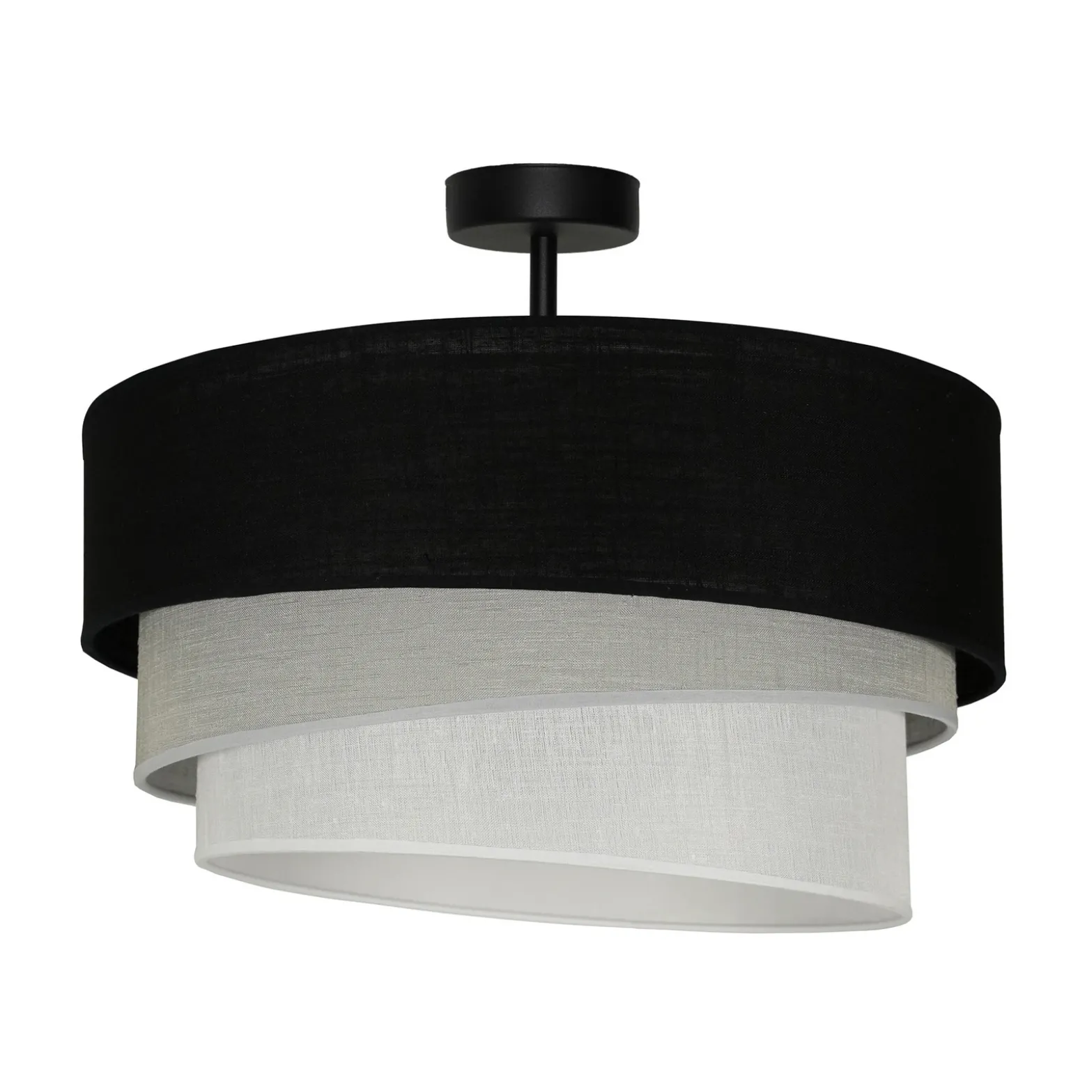 Lámpara de techo Euluna Trio, negro/gris/blanco, textil, Ø 45 cm