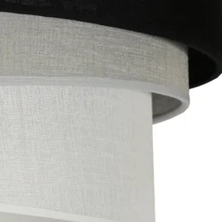 Lámpara de techo Euluna Trio, negro/gris/blanco, textil, Ø 45 cm