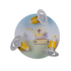 Lámpara de techo excavadora de obra, amarilla, Ø 29 cm, 3 luces