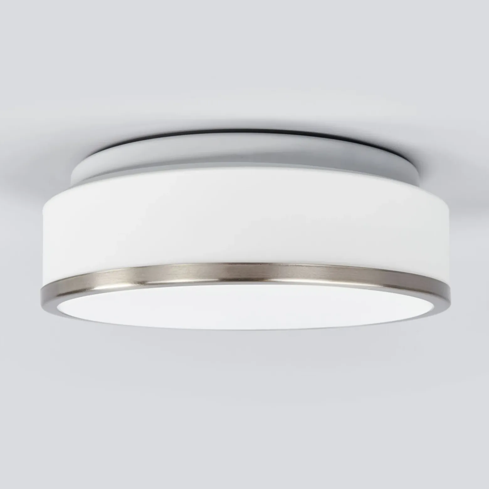 Lámpara de techo Flush IP44, Ø28cm, satinado plata