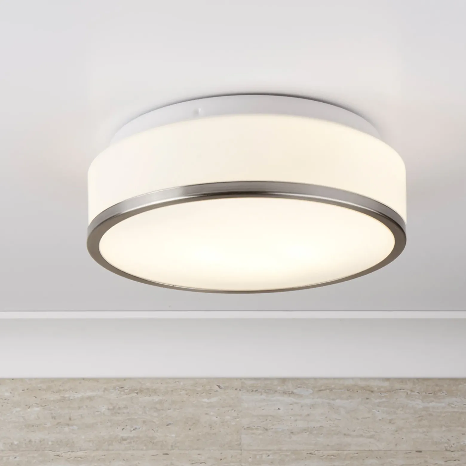 Lámpara de techo Flush IP44, Ø28cm, satinado plata