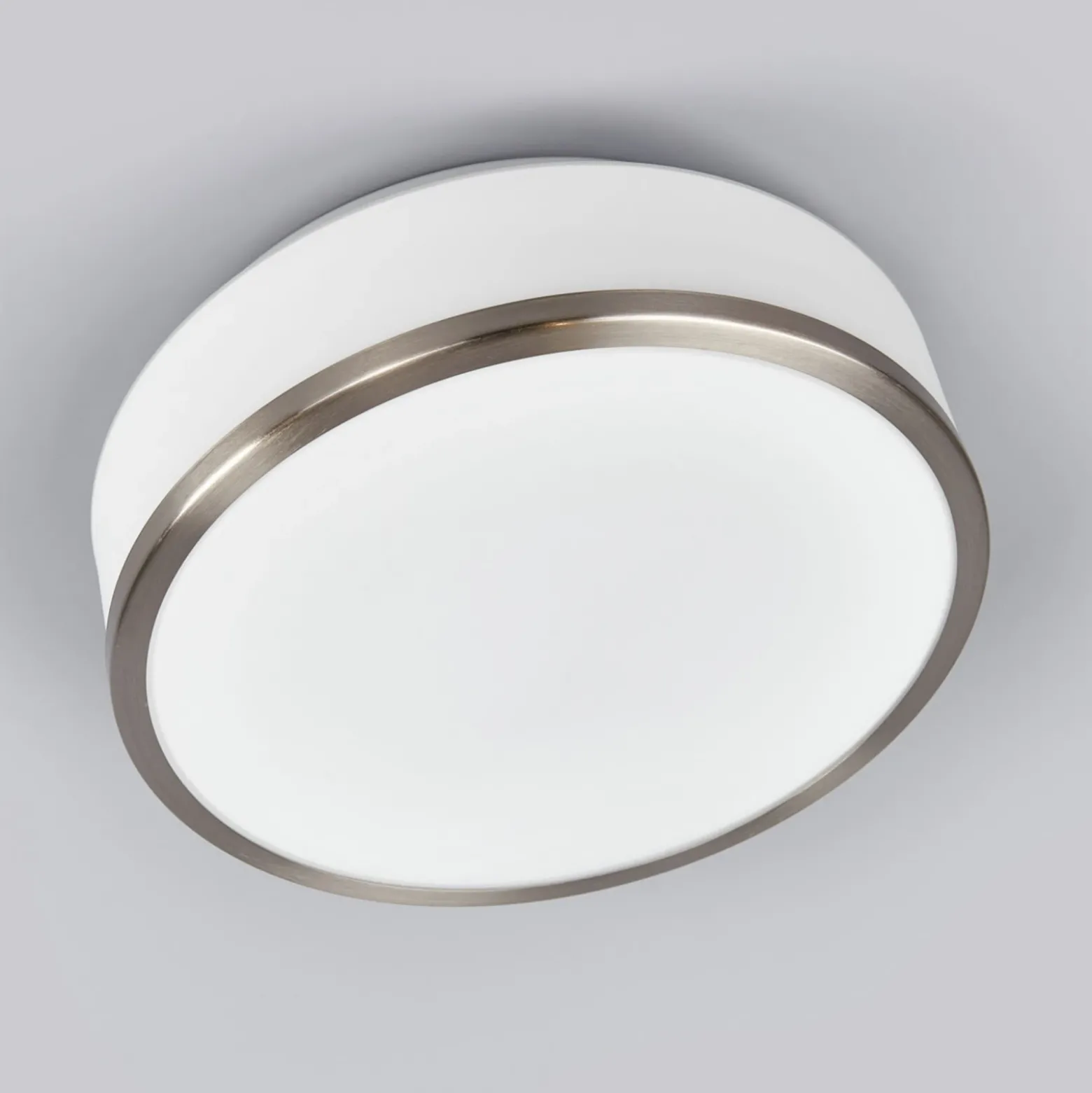Lámpara de techo Flush IP44, Ø28cm, satinado plata