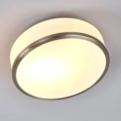 Lámpara de techo Flush IP44, Ø28cm, satinado plata