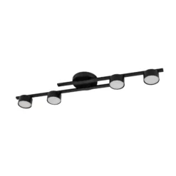 Lámpara de techo Fragment, negra, longitud 86 cm, metal, 4 luces.
