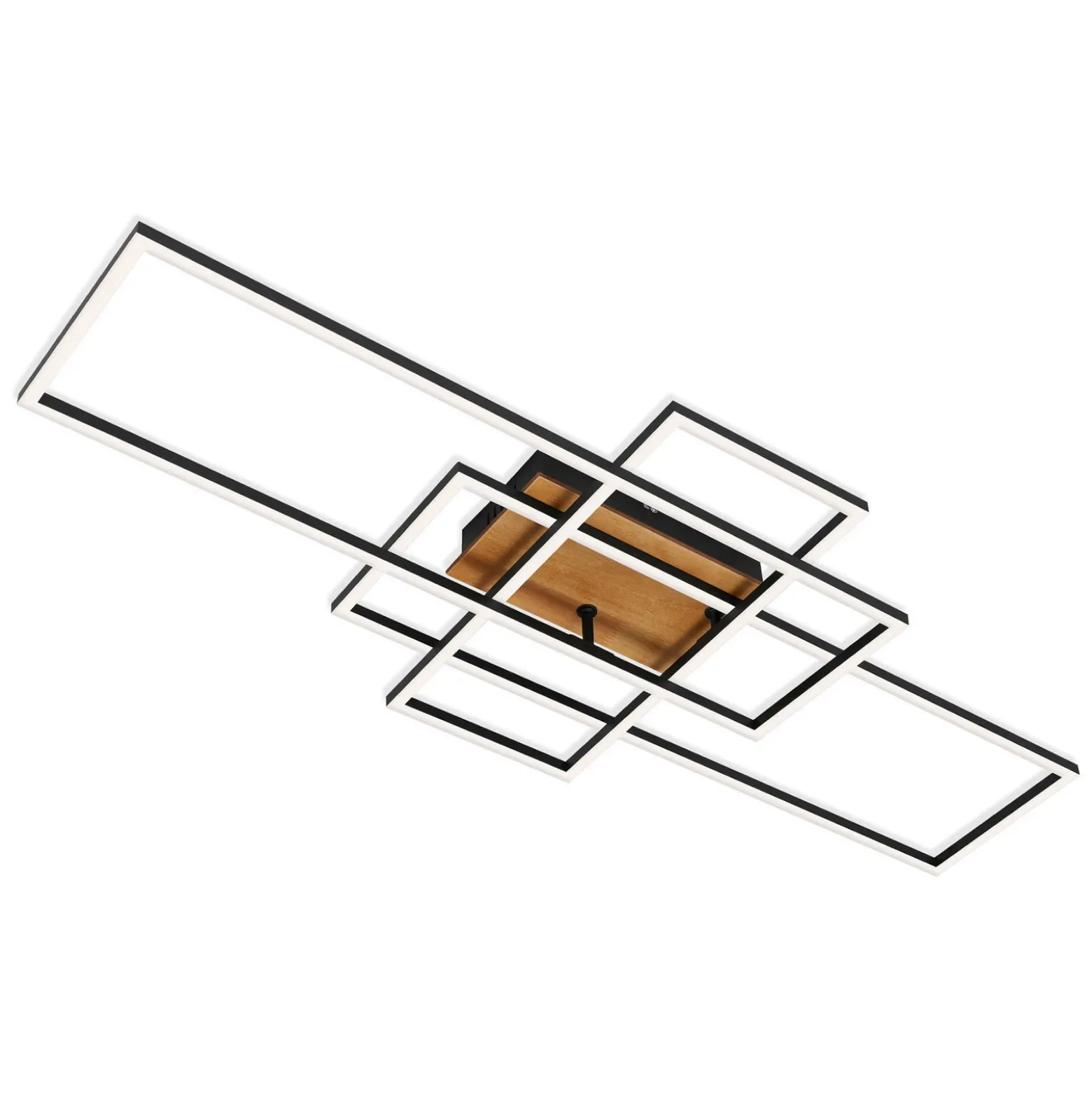 Lámpara de techo Frame CCT, control remoto, negro/madera
