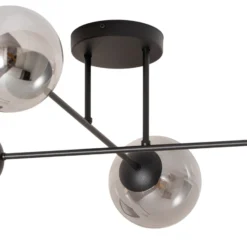 Lámpara de techo Glassy, 4 luces cruzadas negro/grafito
