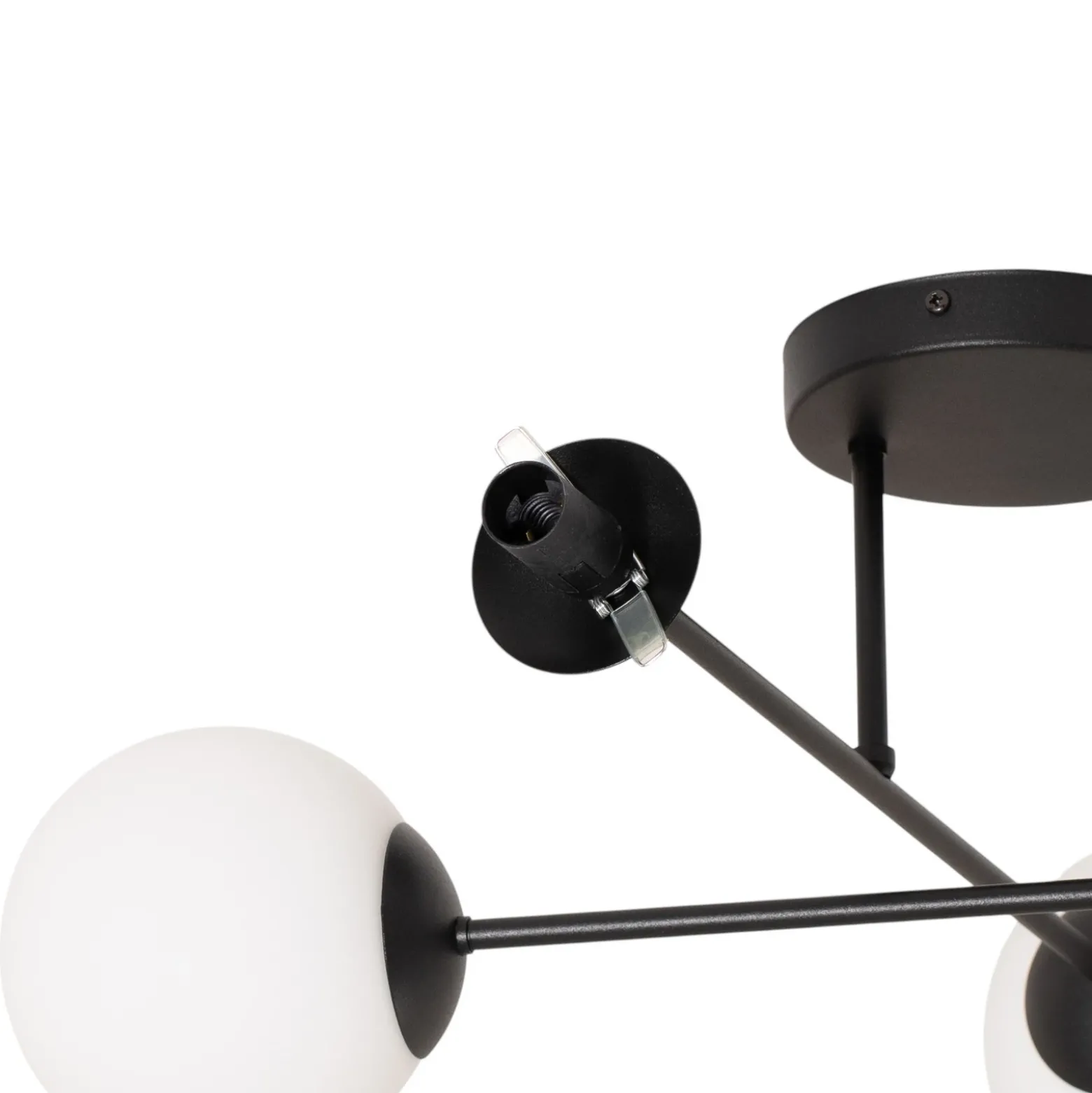 Lámpara de techo Glassy, 4 luces, cruzada, negro/opalino