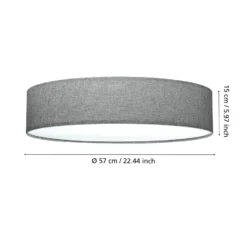 Lámpara de techo gris Pasteri con pantalla de lino 57 cm
