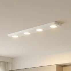 Lámpara de techo Hero, blanca, 4 luces, 75 x 12 cm, metal, GX53