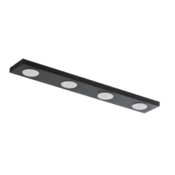 Lámpara de techo Hero, negra, 4 luces, 75 x 12 cm, metal, GX53