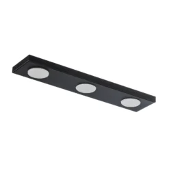 Lámpara de techo Hero, negra, 55 x 12 cm, 3 luces, metal, GX53