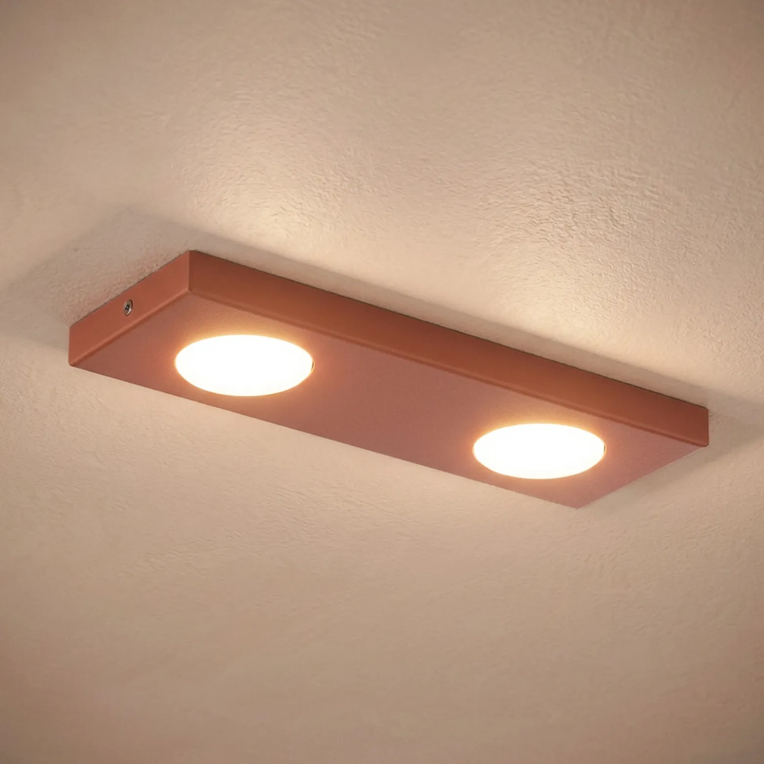 Lámpara de techo Hero, roja, 2 luces, 35 x 12 cm, metal, GX53