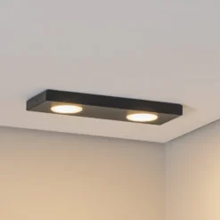 Lámpara de techo Hero, 12 x 35 cm, 2 luces, negro, metal, GX53
