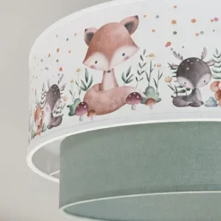 Lámpara de techo infantil Boho, verde salvia/multicolor, Ø 40 cm, tela, E27
