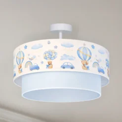 Lámpara de techo infantil Boho, azul claro/multicolor, Ø 40 cm, tela, E27