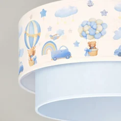 Lámpara de techo infantil Boho, azul claro/multicolor, Ø 40 cm, tela, E27