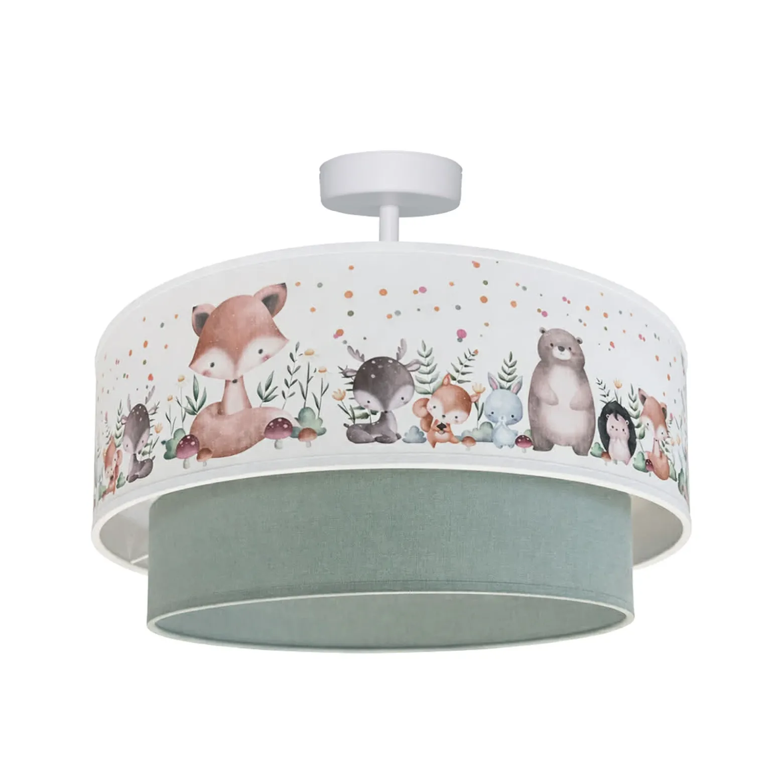 Lámpara de techo infantil Boho, verde salvia/multicolor, Ø 40 cm, tela, E27