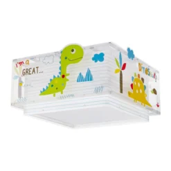 Lámpara de techo infantil DINOS de Dalber, blanca/colorida