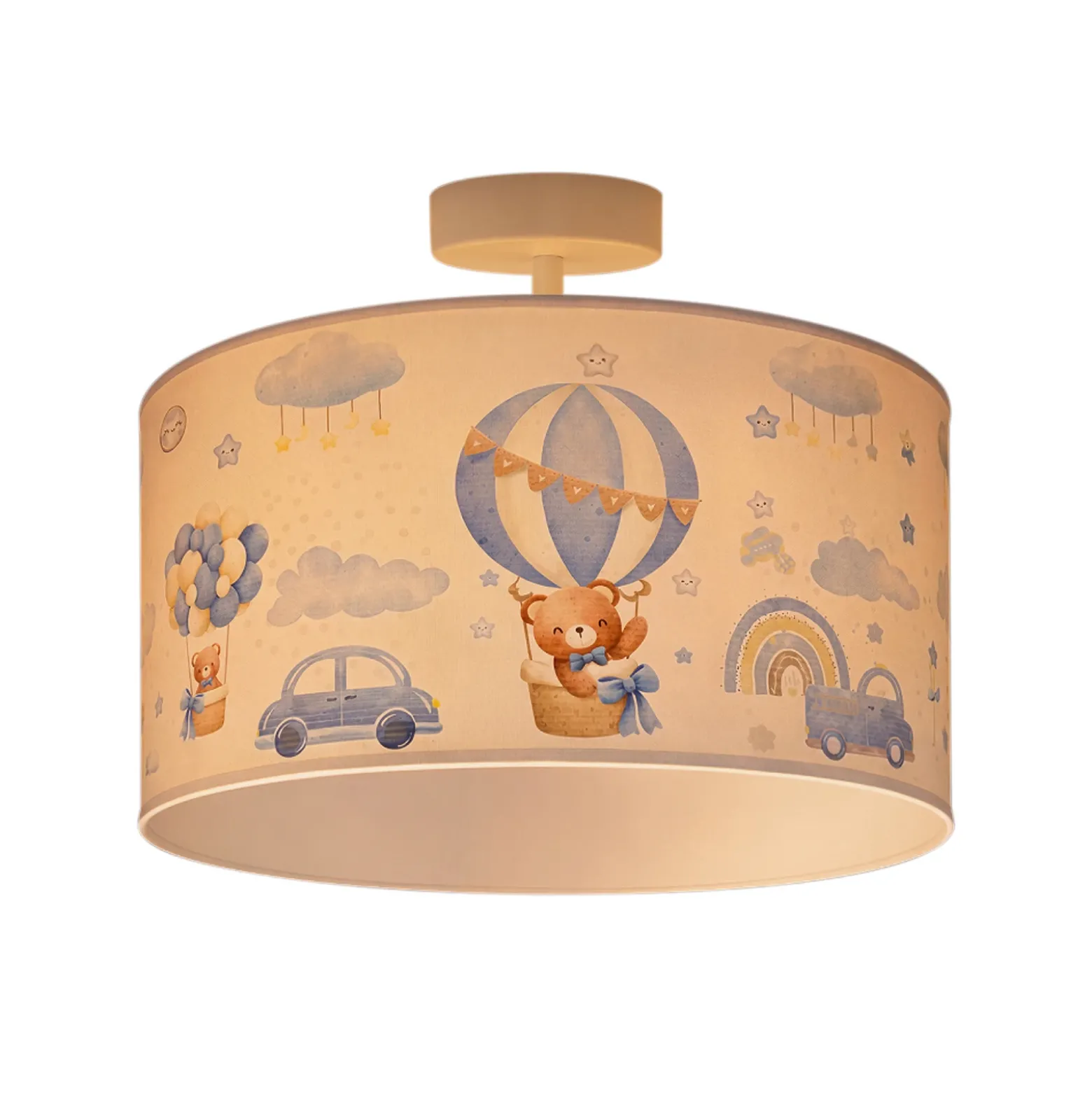Lámpara de techo infantil Kids Print, azul claro/blanco, Ø 35 cm, de tela