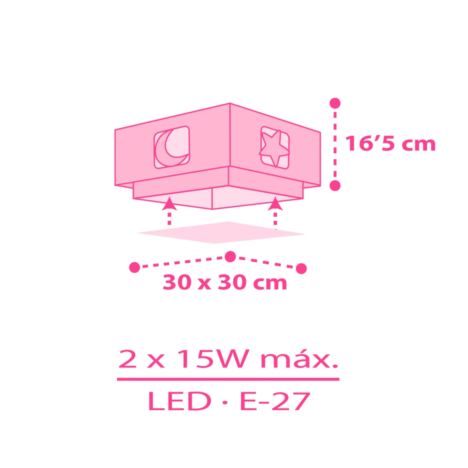Lámpara de techo infantil MOONLIGHT de Dalber, rosa, de 1 luz