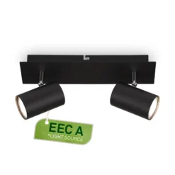 Lámpara de techo Isil A, negra, 2 luces, metal, orientable