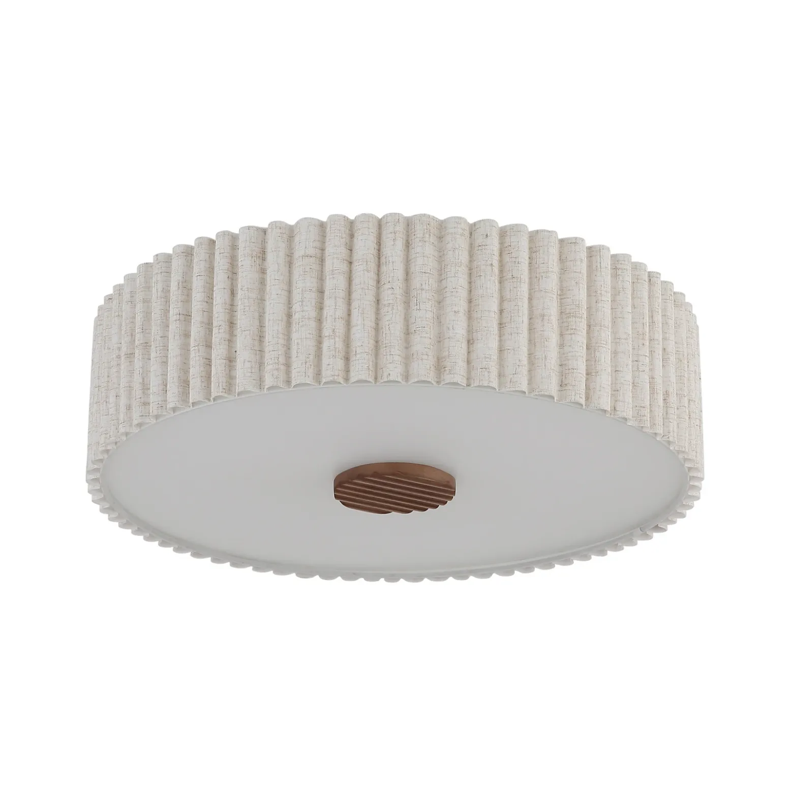 Lámpara de techo Jannie, color natural, de lino, 3 luces, Ø 50 cm, E27