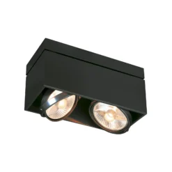 Lámpara de techo Kardamod, negra, acero, longitud 31,5 cm, 2 luces.